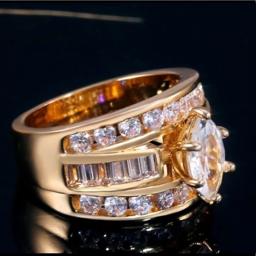 YELLOWGOLD BRIDAL WEDDING RING - Picture 9 of 13